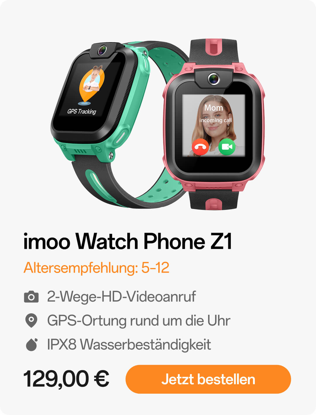 Bestseller imoo Watch Phone Z1,Entdecke, welche Kinder-Smartwatch am besten zu deinem Kind passt;Altersempfehlung: 5–12;2-Wege-HD-Videoanruf;GPS-Ortung rund um die Uhr;IPX8 Wasserbeständigkeit;129,00 €