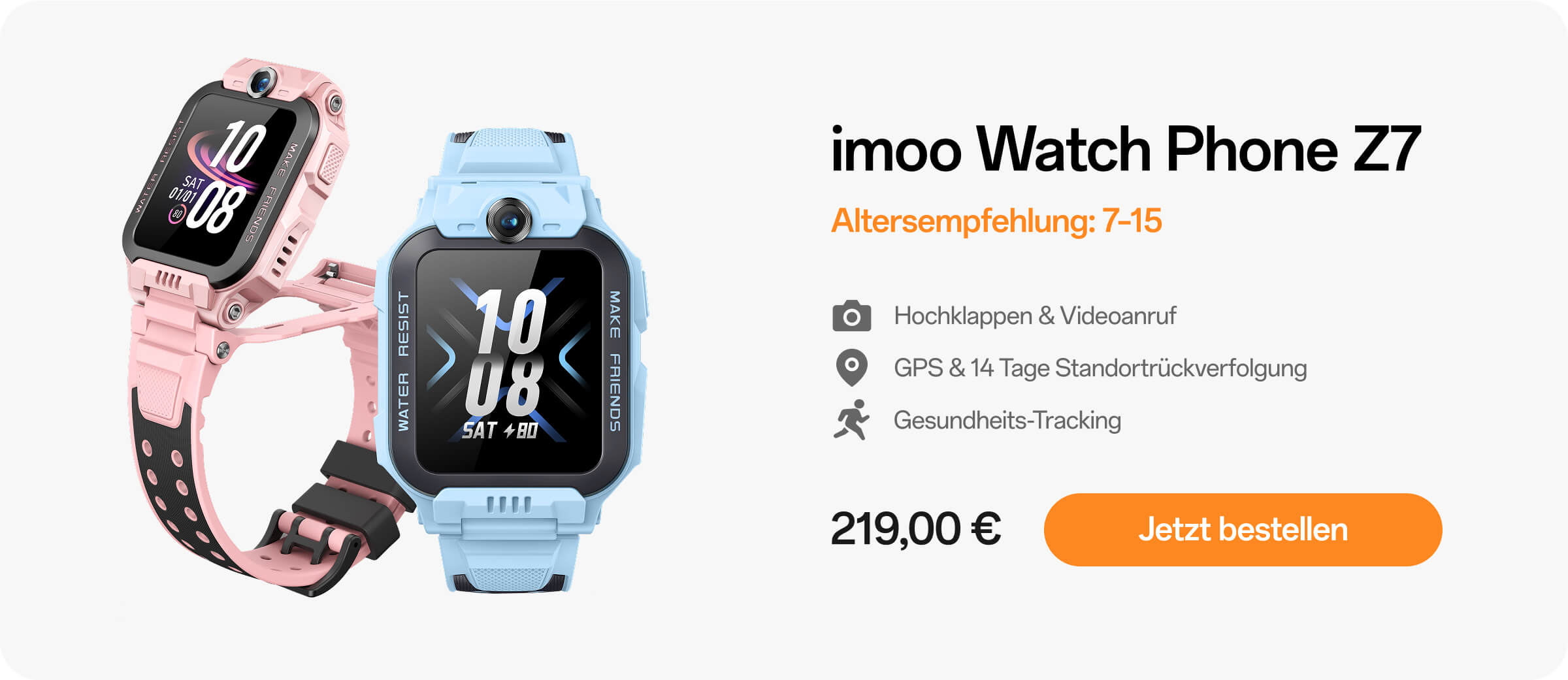 imoo Watch Phone Z7;Altersempfehlung: 7–15;Hochklappen & Videoanruf;GPS & 14 Tage Standortrückve;Gesundheits-Trackingrfolgung;